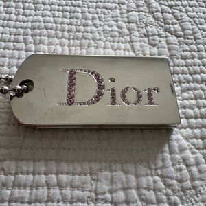 Dior Vintage Sparkling Lipstick Duo Key Chain Bag Charm Compact Shade 001